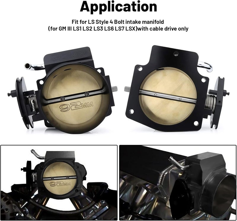 Endxedo 92mm Throttle Body for LS1 LS2 LS6 LS3 LS LS7 SX LS Throttle Body with TPS Throttle Position Sensors IAC Aluminum Black - Image 2